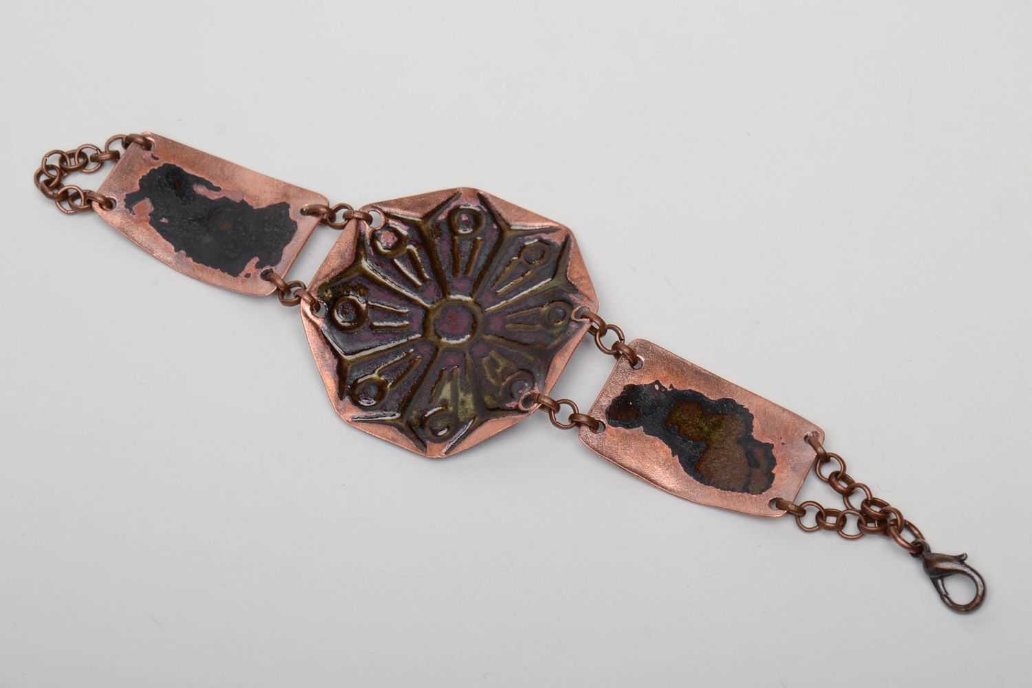 Bracelet en cuivre peint d'émaux multicolores de style oriental photo 5