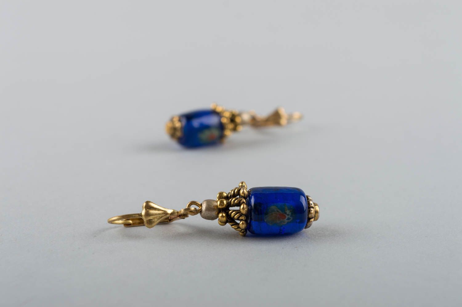 Handmade glass earrings brass earrings brass jewelry murano glass accessories photo 5