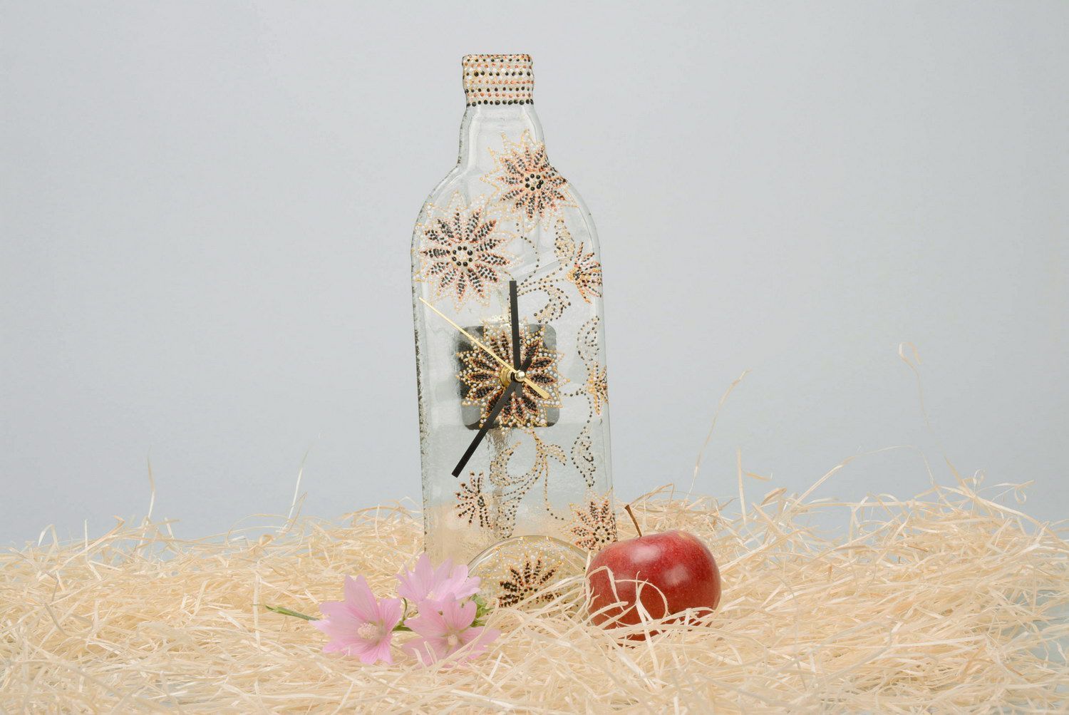 Clocks made from a bottle Floral Pattern photo 1