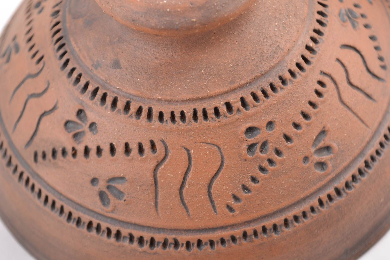 Unusual brown handmade designer clay bowl kilned with milk 400 ml photo 4