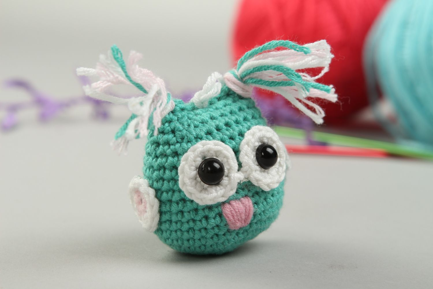 Handmade soft toy owl baby toy decorative crocheted toy cute toy for kids    photo 1