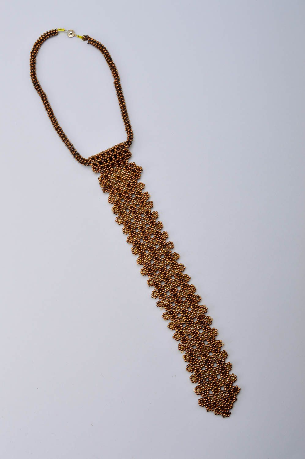 Колье из бисера украшение ручной работы ожерелье из бисера в виде галстука фото 4