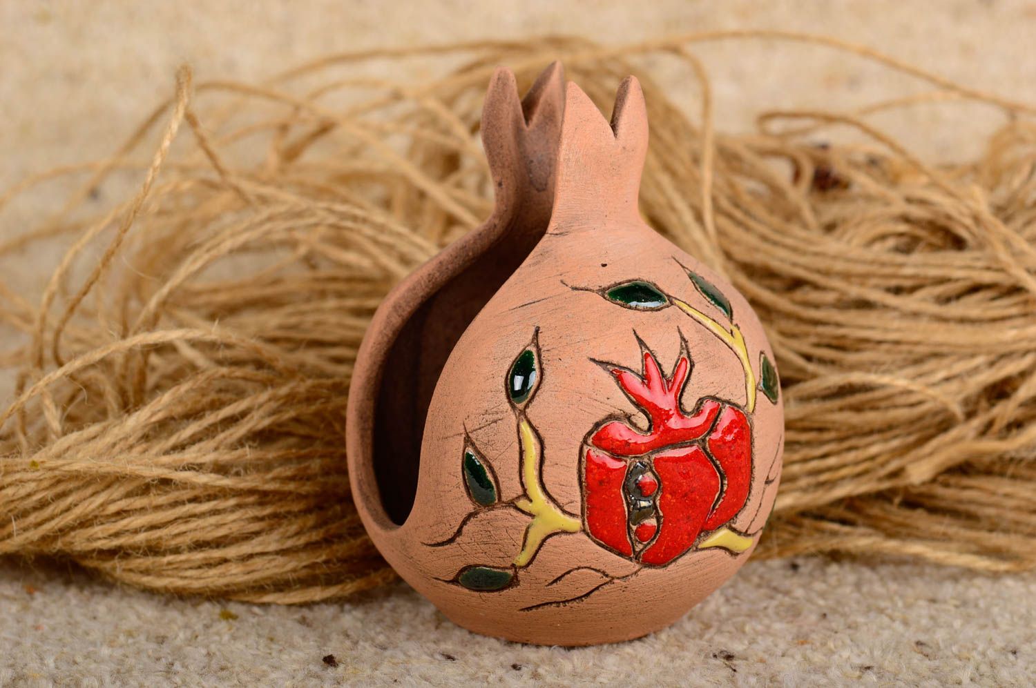 Servilletero artesanal con forma de granada regalo original decoración de casa foto 1