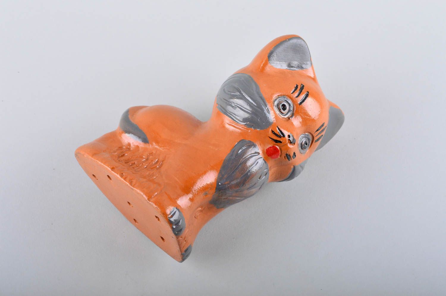 Handmade Keramik Spardose Haus Deko Geschenk für Kinder originell Katze orange foto 5