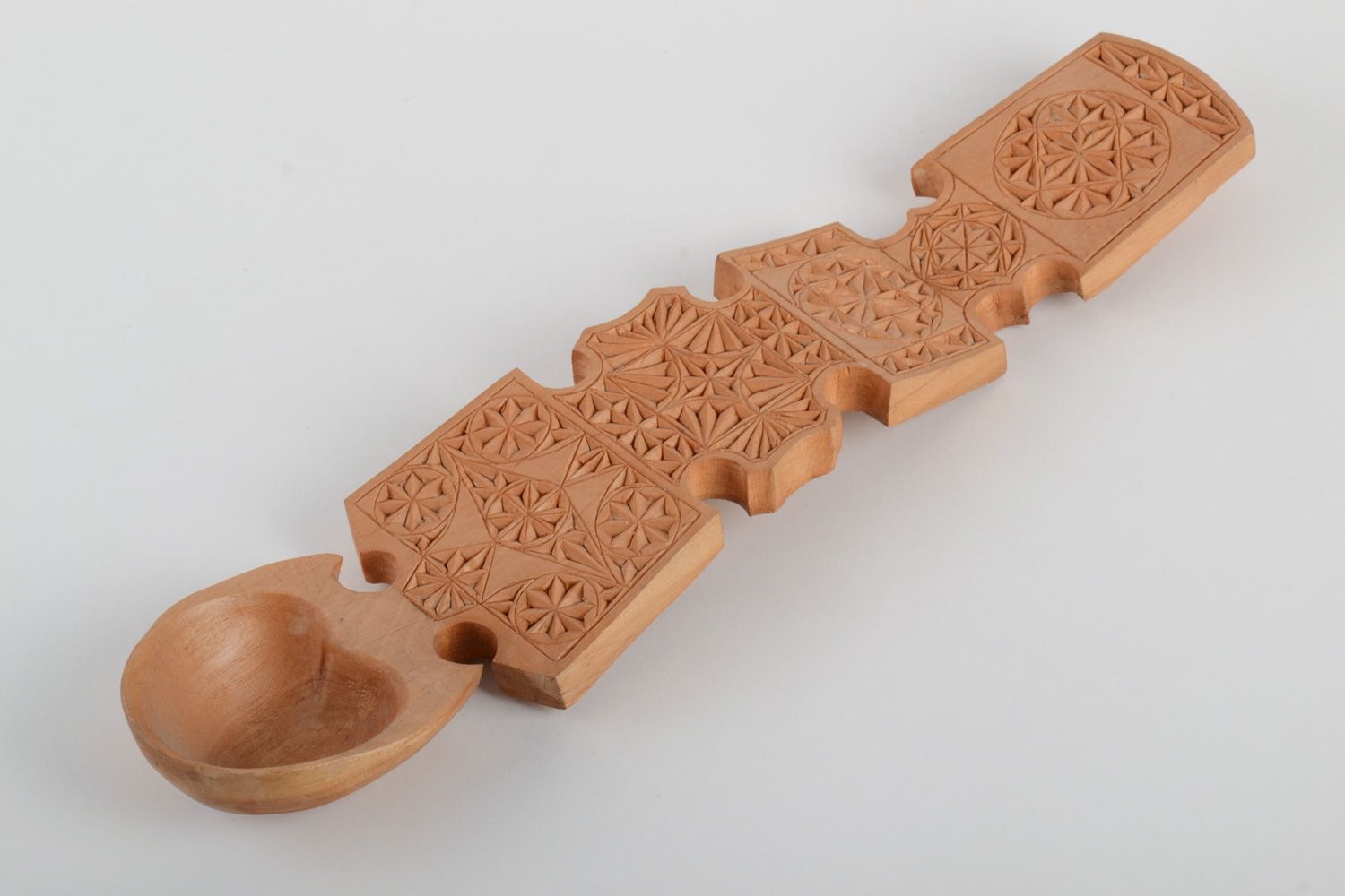 Handmade wooden wall hanging spoon with rich art carving for kitchen decoration photo 2