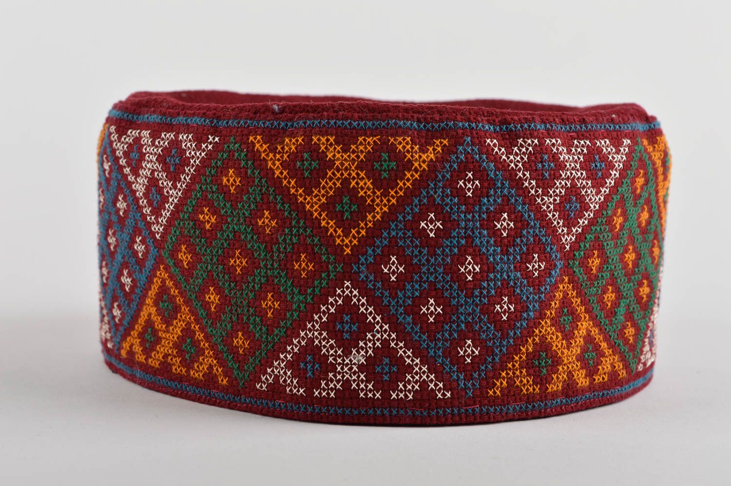 Chapeau ethnique fait main Calotte Cadeau homme coton soie décoratif beau photo 3