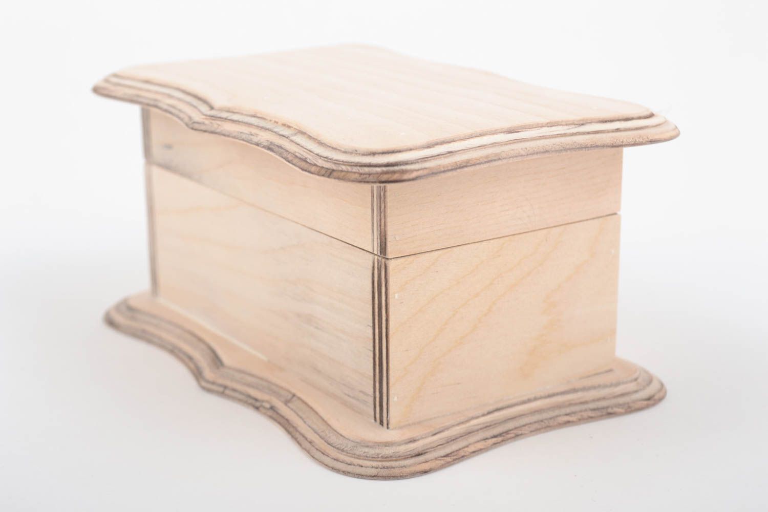 Boîte à bijoux rectangulaire en bois brut originale faite main à décorer photo 2