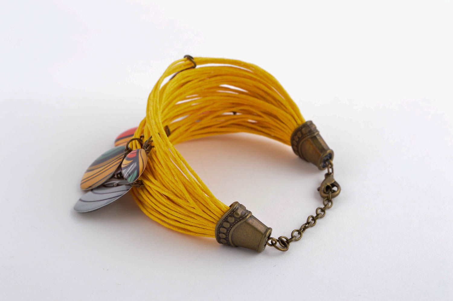 Браслет ручной работы браслет из шнура с подвесками дизайнерское украшение фото 4