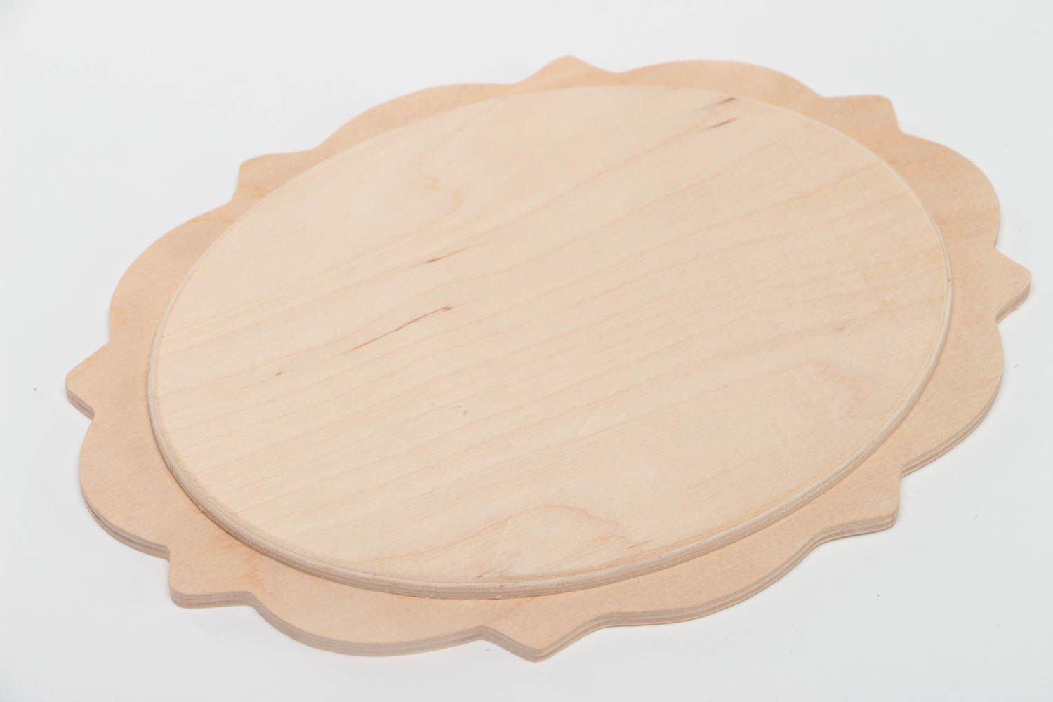 Forme en bois brut clair pour miroir ou plateau à décorer faite main ovale photo 4