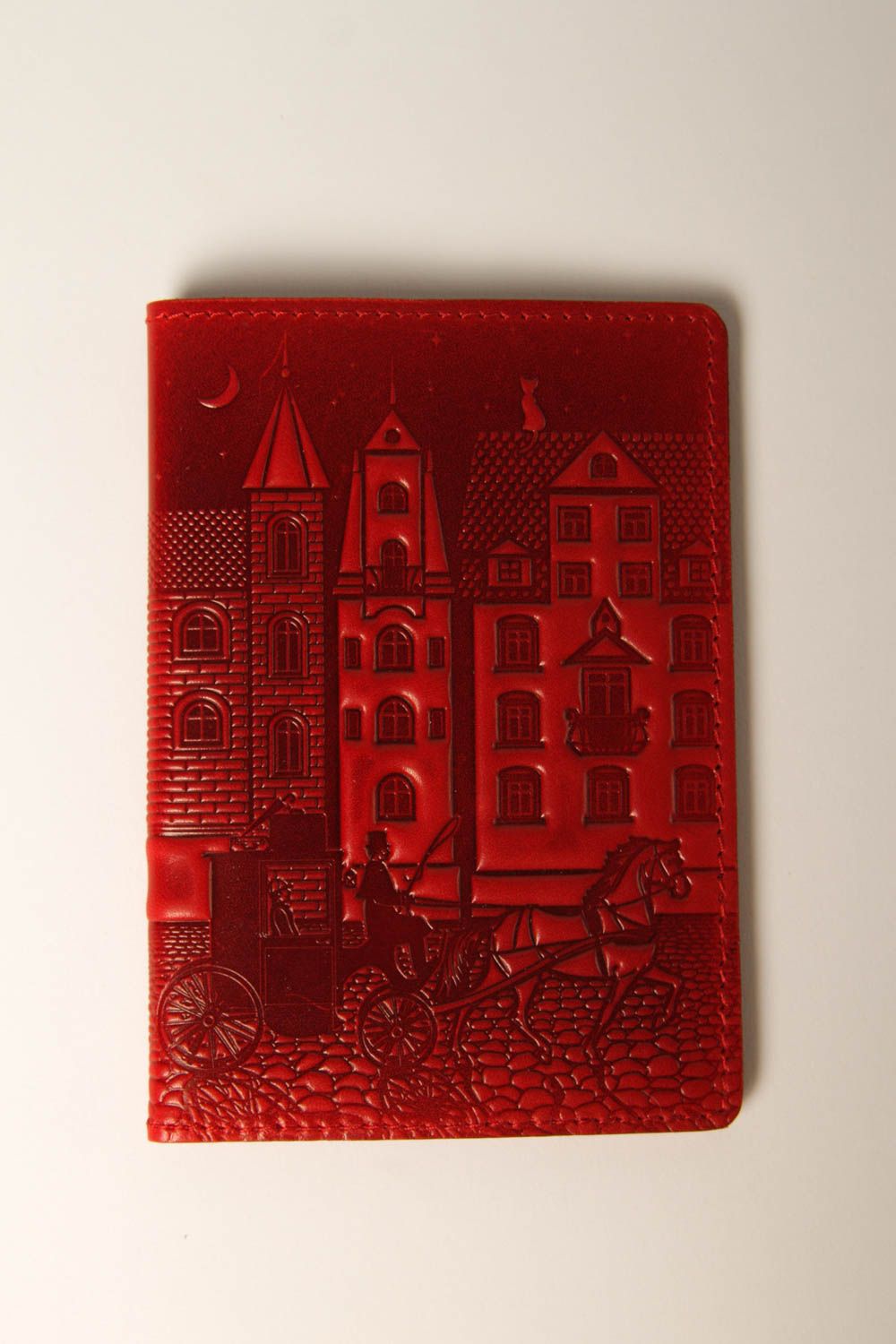 Handgemacht Etui Reisepass Ausweis Schutzhülle Passetui Leder in Rot schön foto 2