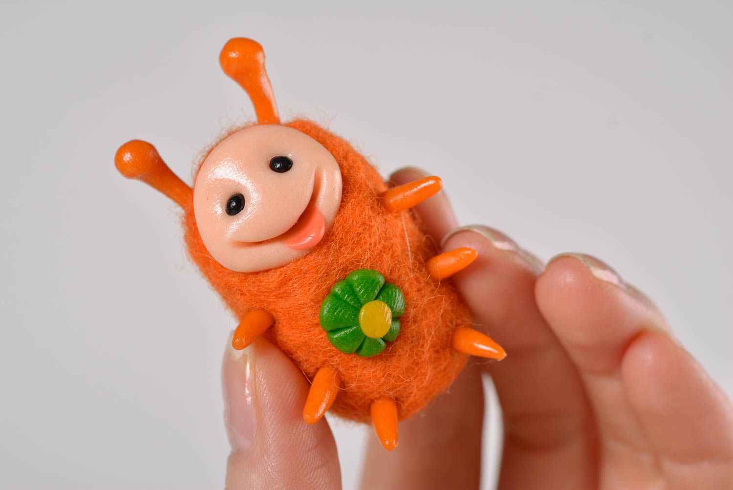 Валяная игрушка хэнд мэйд фигурка из пластики игрушка из шерсти оранжевая яркая фото 5