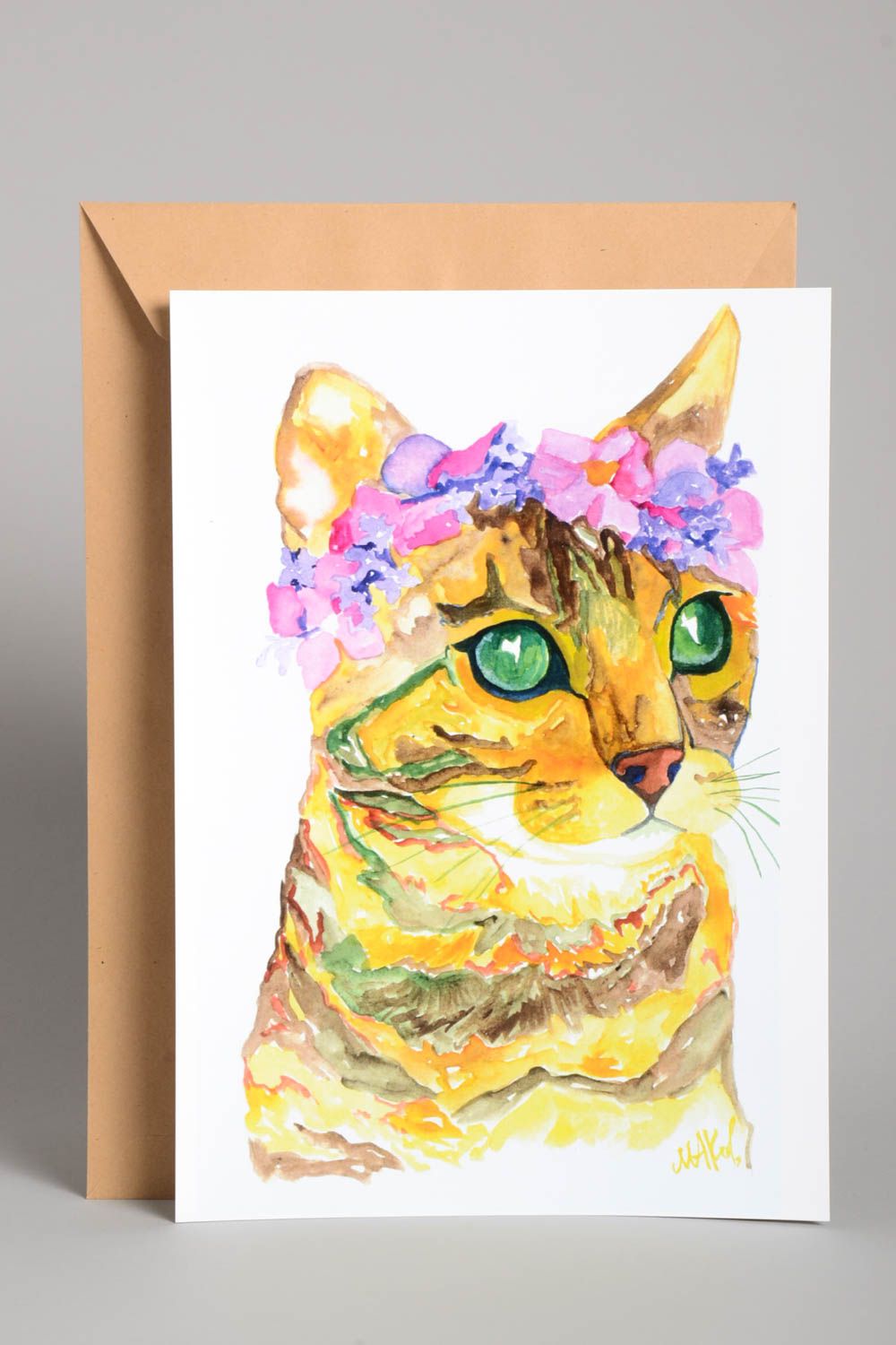 Póster decorativo grande gato hecho a mano adorno de pared regalo original foto 1