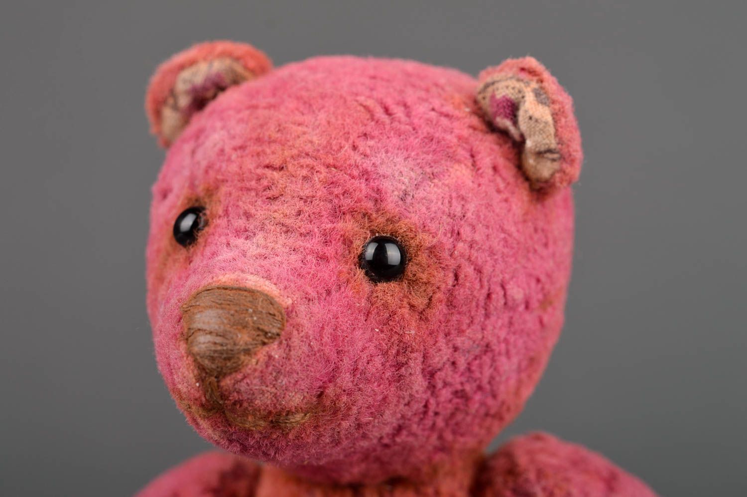 Игрушка ручной работы розовый игрушечный мишка для декора интересный подарок фото 4
