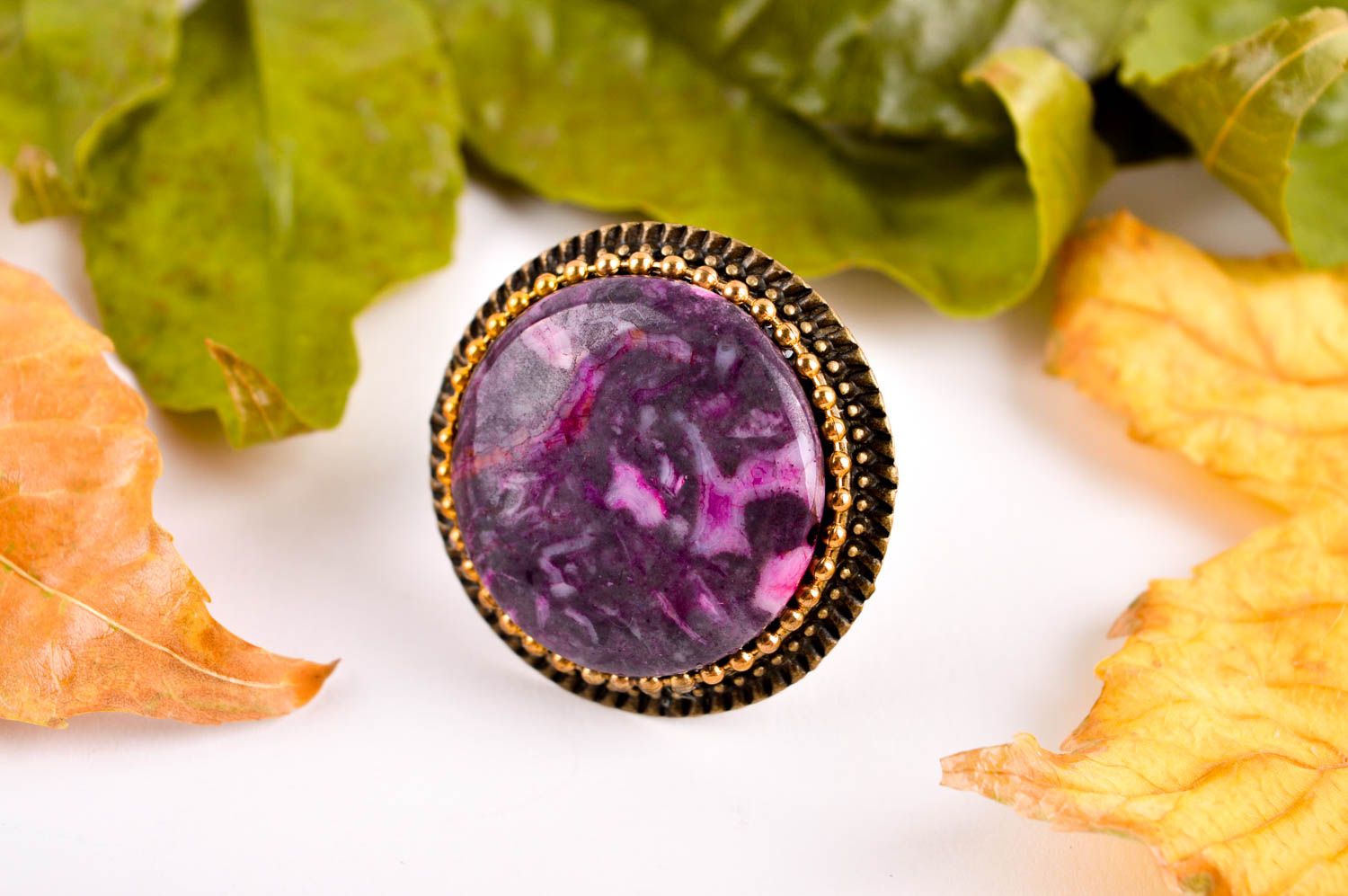 Красивое кольцо ручной работы женское кольцо бижутерия с натуральными камнями фото 1