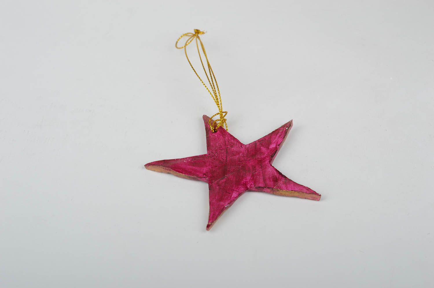 Игрушка на елку хэнд мэйд декор для дома игрушка из глины Фиолетовая звезда фото 4