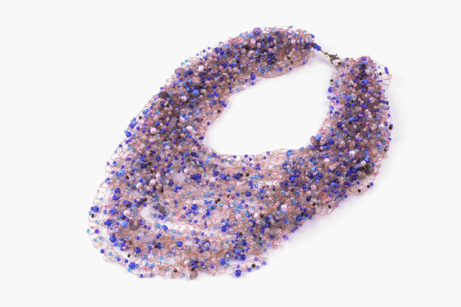 Violet necklace made of beads and natural stones photo 3