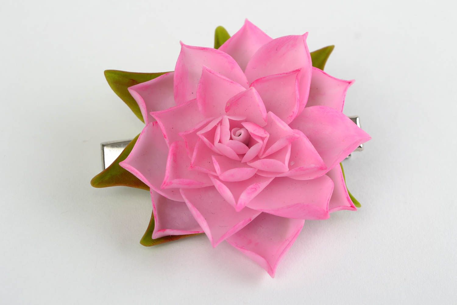 Beautiful designer flower hair clip created of cold porcelain Lotus photo 3