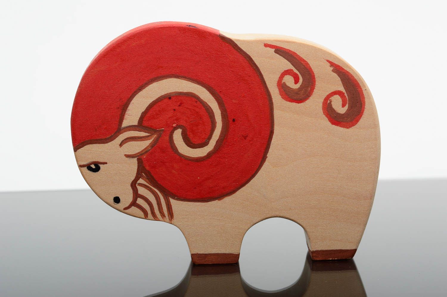 Handmade Deko Figur Holz Dekoration Designer Geschenk kleines Spielzeug Mufflon foto 1