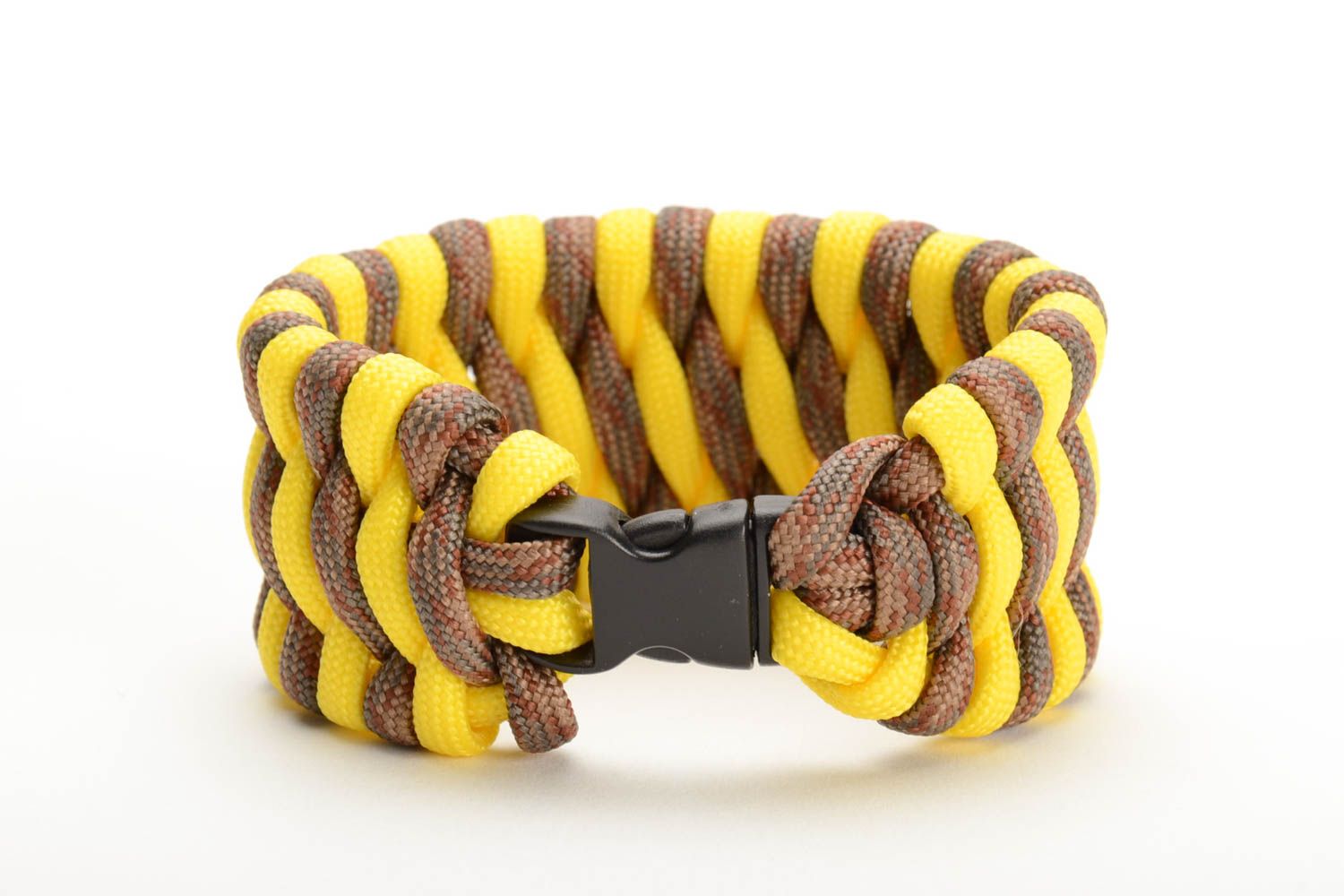 Yellow handmade survival bracelet woven of American paracord photo 3