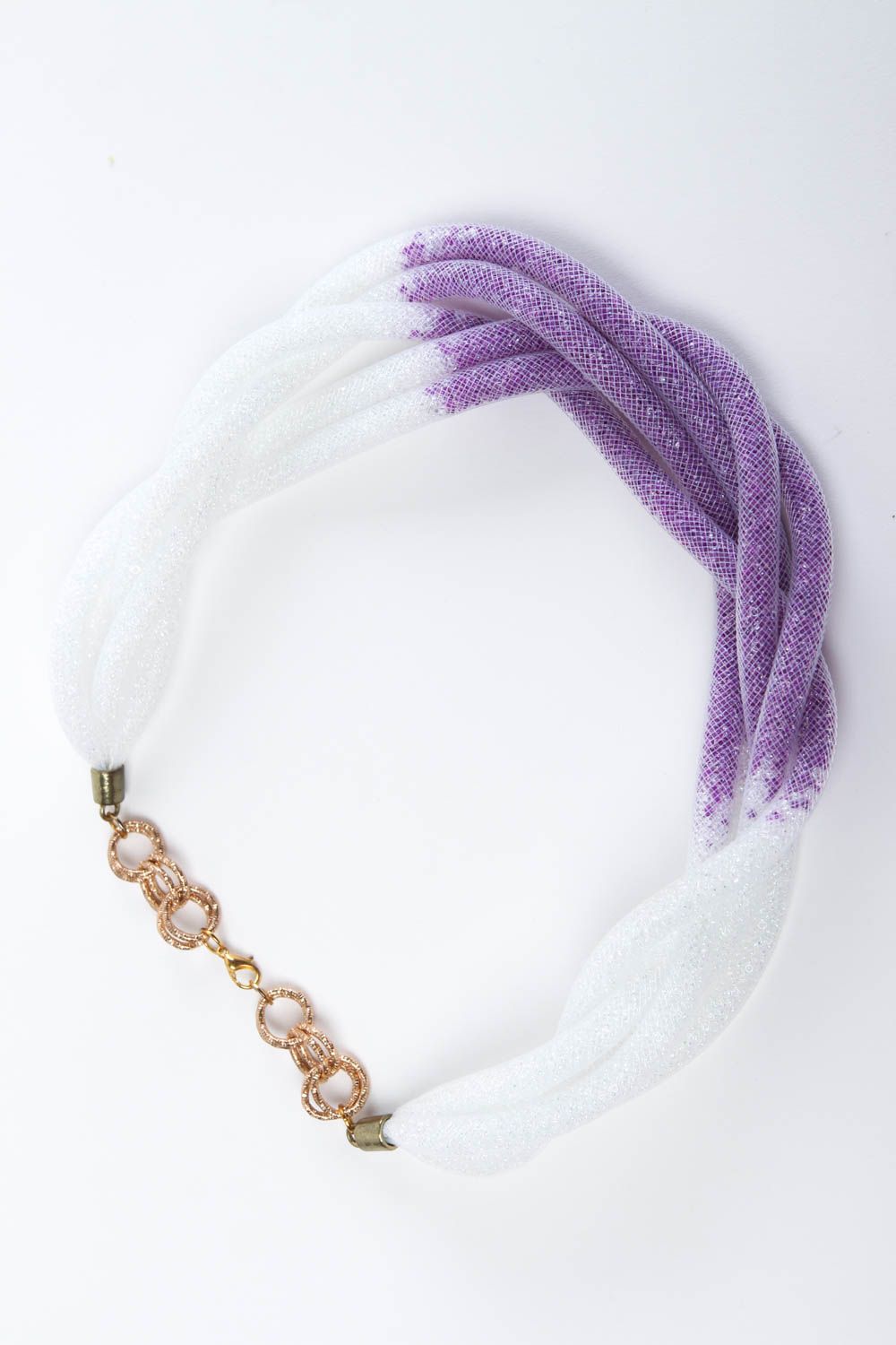 Collier tendance Bijou fait main perles de rocaille blanc-violet Cadeau femme photo 2