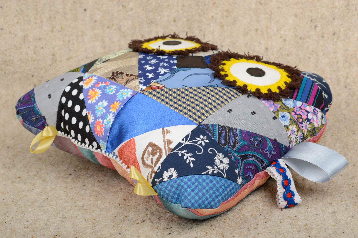 Диванная подушка ручной работы детская игрушка сова из ткани игрушка подушка фото 4