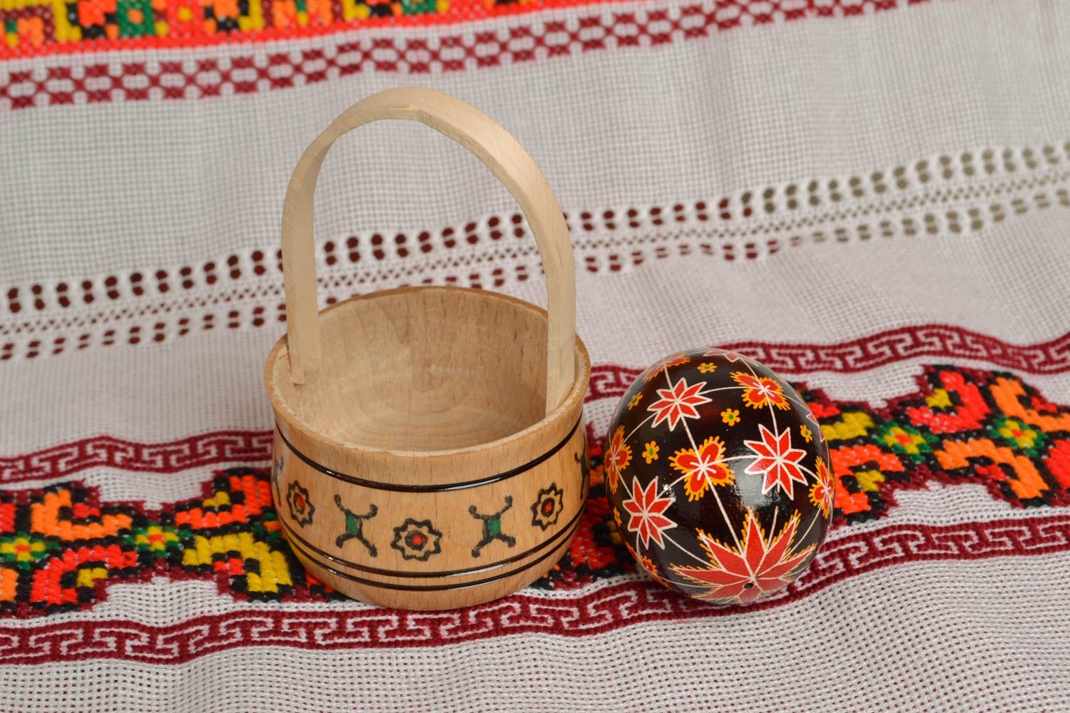 Oeuf de Pâques décoratif fait main original dans le panier photo 5
