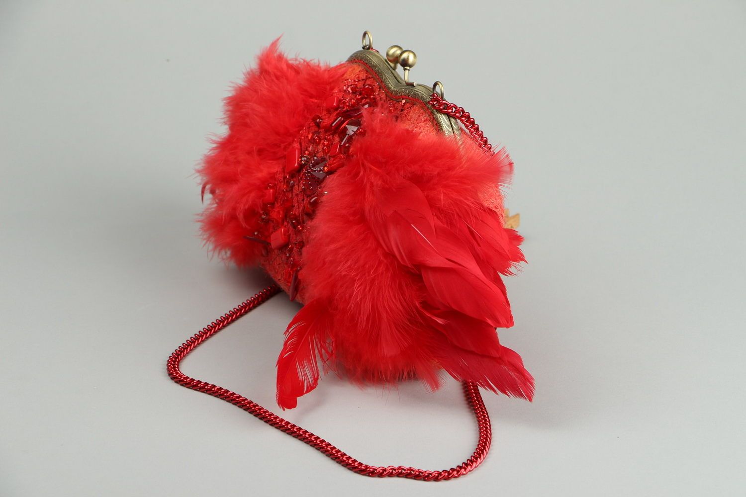 Small woolen bag Red flamingo photo 1