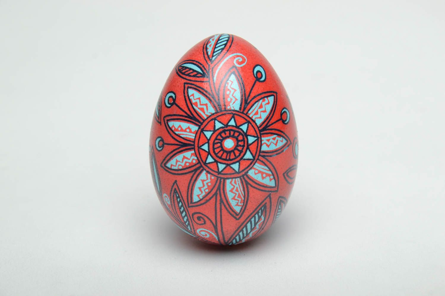 Déco œuf de Pâques peint de poule ornement Fleurs fait main style ethnique photo 2