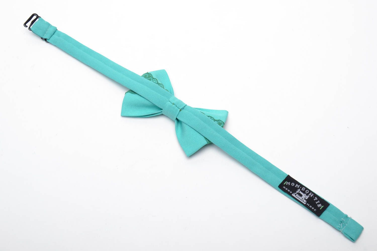 Turquoise bow tie with lace photo 4