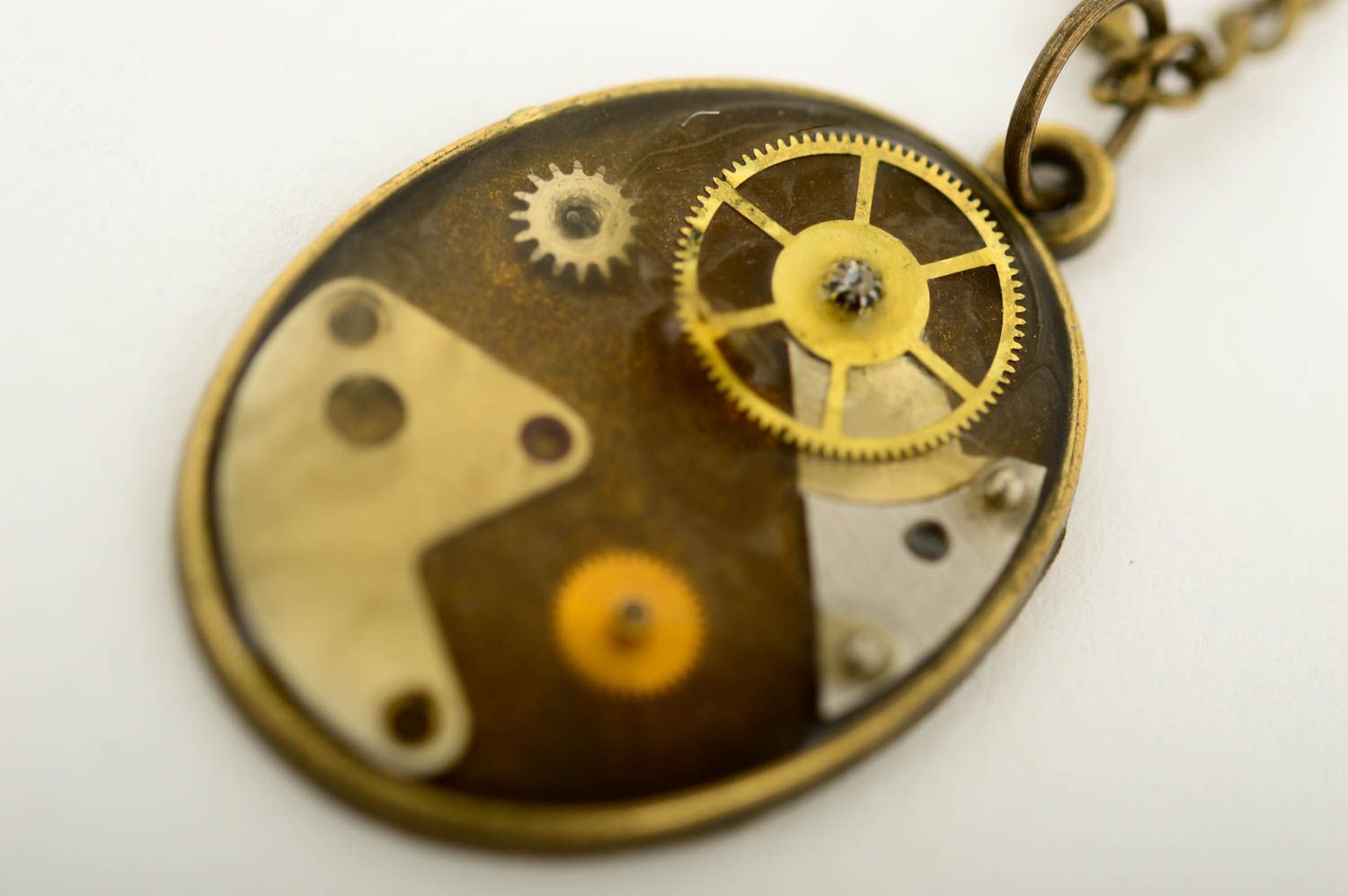 Unusual handmade metal pendant steampunk design accessories for girls gift ideas photo 5