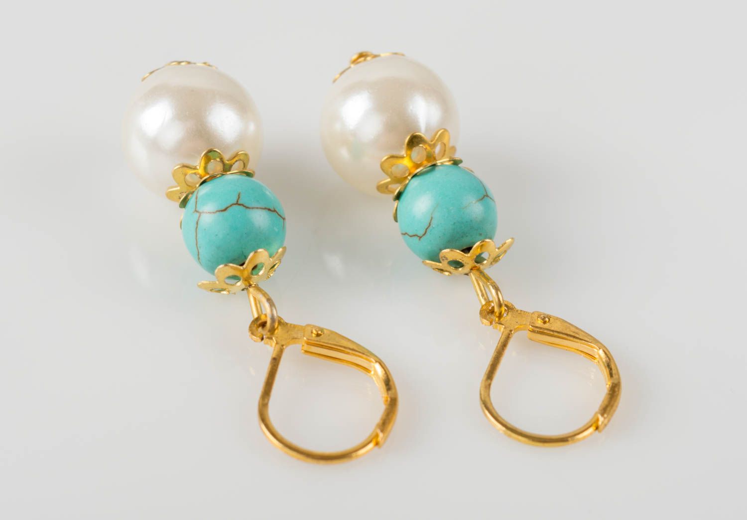 Handmade Ohrringe Gehänge Perlen Ohrhänger Modeschmuck Damen Geschenk für Frauen foto 3