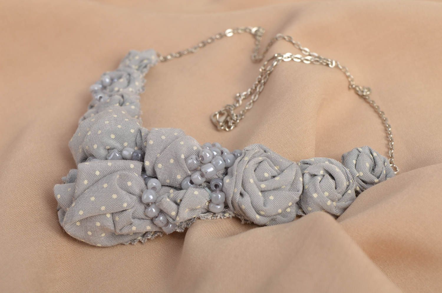 Handmade designer necklace stylish grey necklace festive elegant jewelry photo 1
