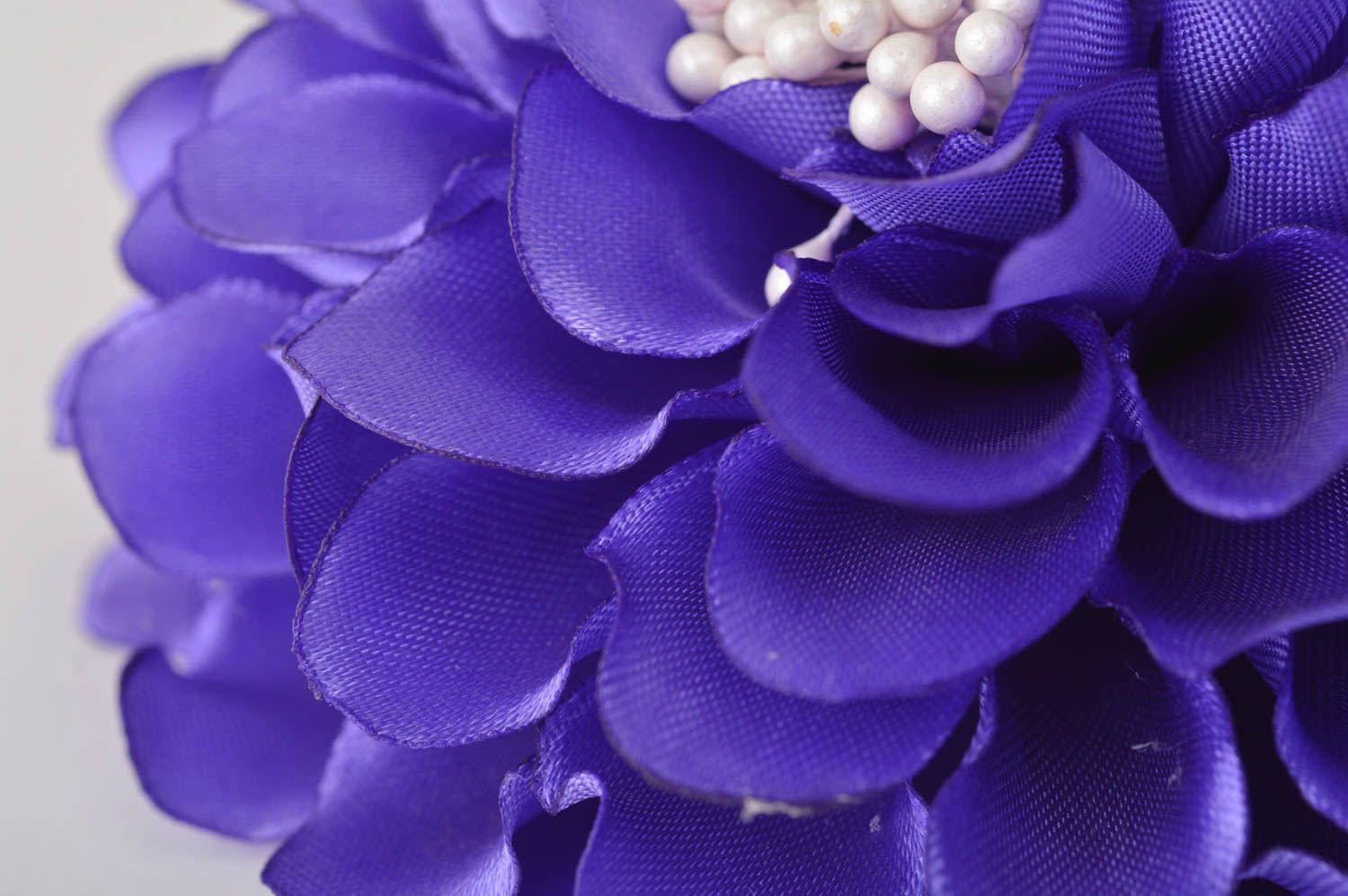 Broche Barrette fleur violette faite main en satin grande Cadeau pour femme photo 3