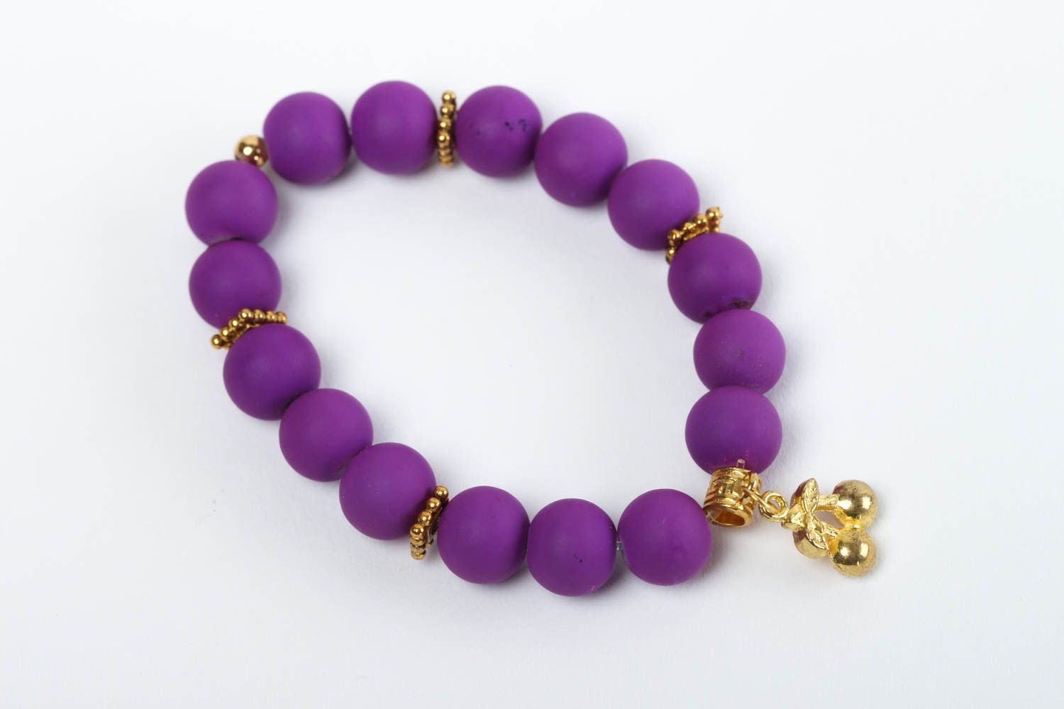 Bracelet violet Bijoux fait main de perles céramiques Accessoire femme photo 2