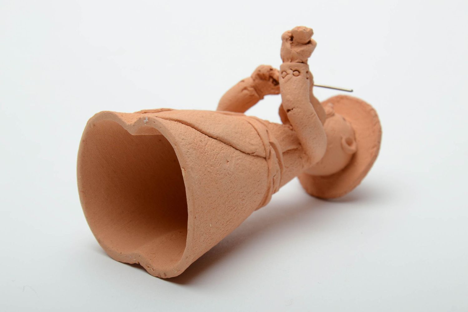 Statuetta musicista in argilla fatta a mano figurina decorativa in ceramica  foto 4