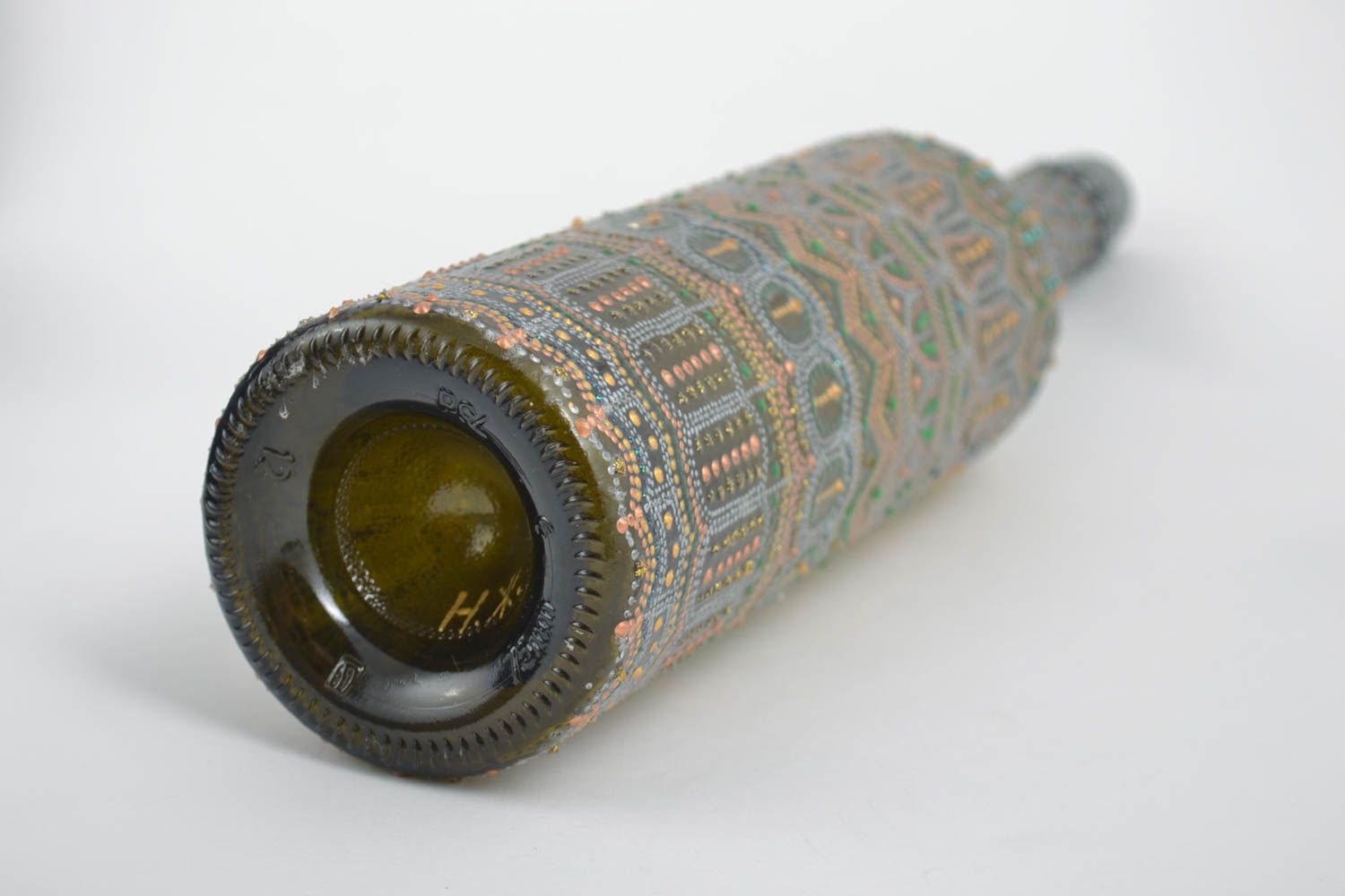 Botella de vidrio hecha a mano recipiente para vino elemento decorativo foto 4