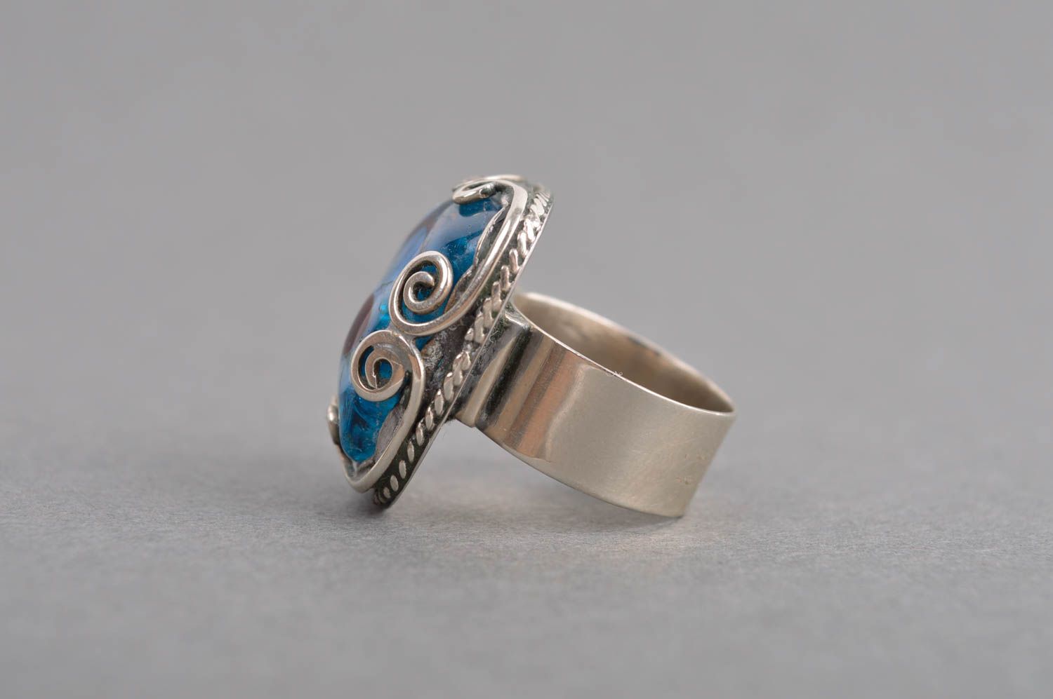 Стильное кольцо хэнд мэйд украшение из мельхиора женское кольцо перстень фото 3