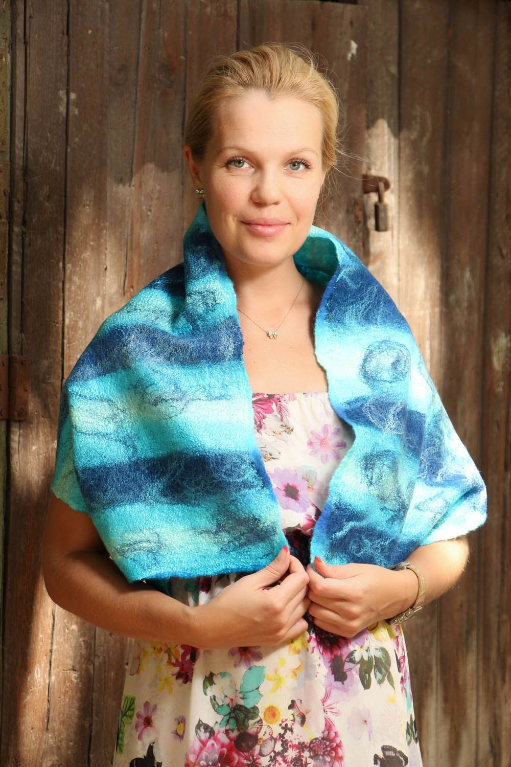 Scarf of Blue and Light Blue Colors  photo 1
