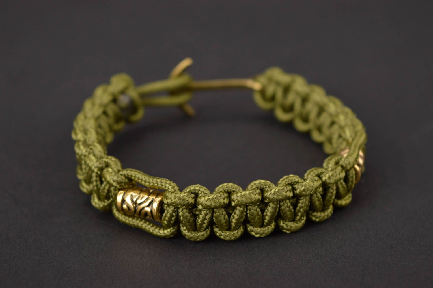 Handmade designer bracelet unusual survival bracelet elegant green jewelry photo 2