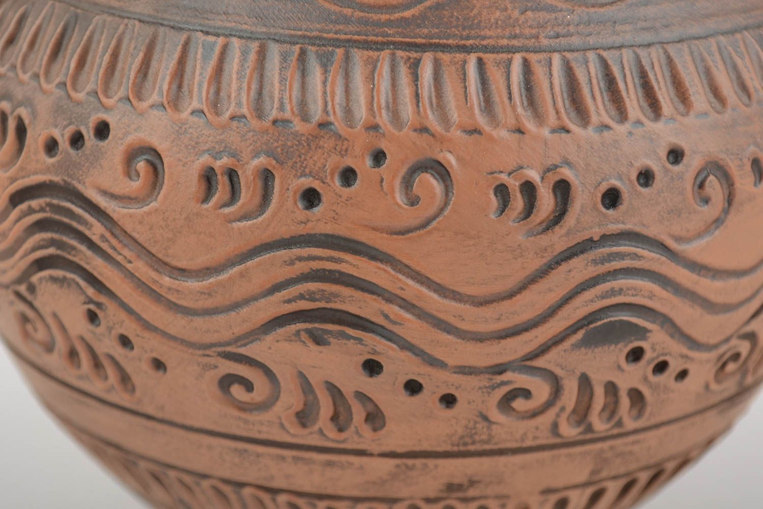 Beautiful unusual handmade molded clay pan 1 l ceramic pot for roasting photo 3