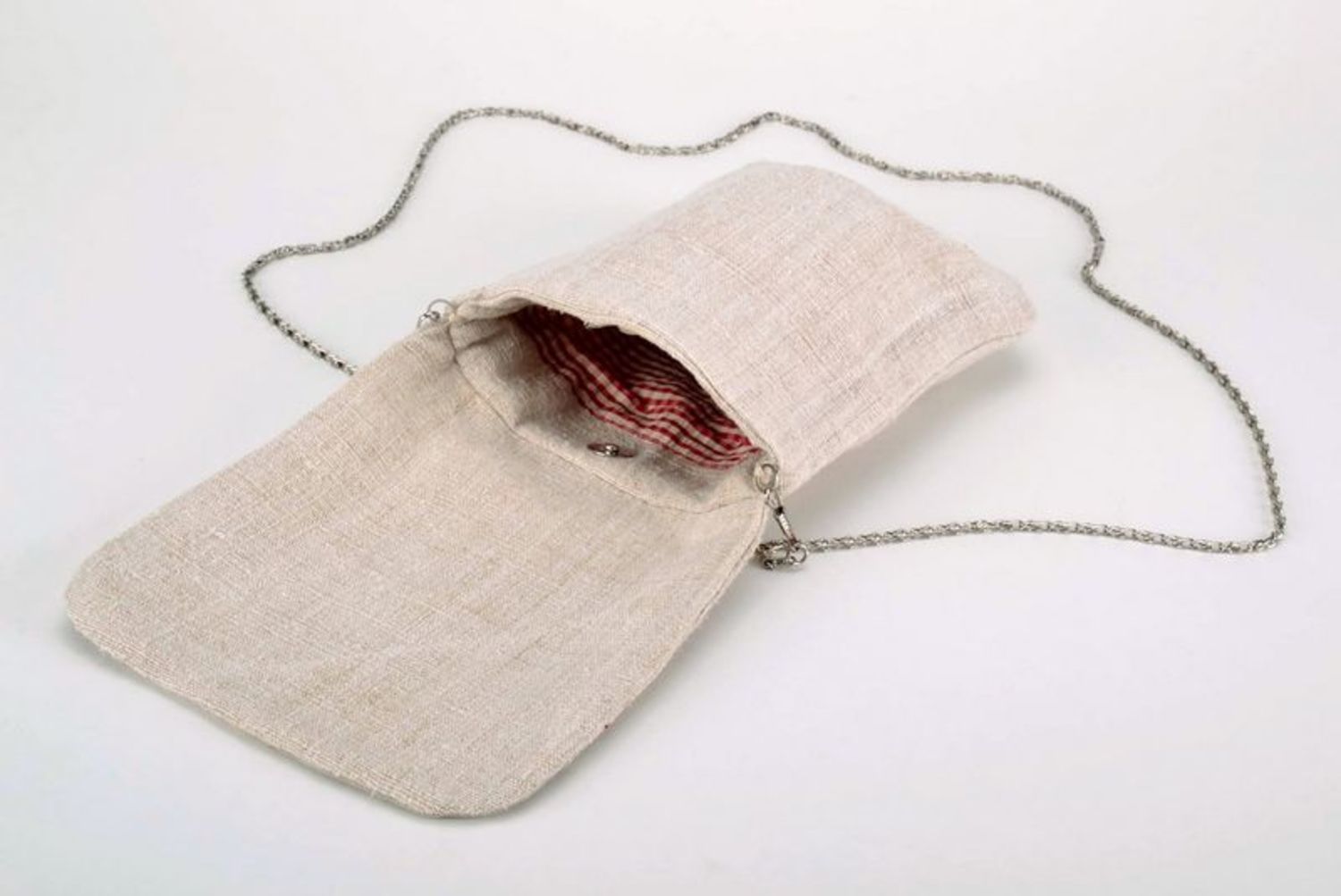 Handgemachte ethnische Schultertasche aus Leinen mit Ornament foto 4