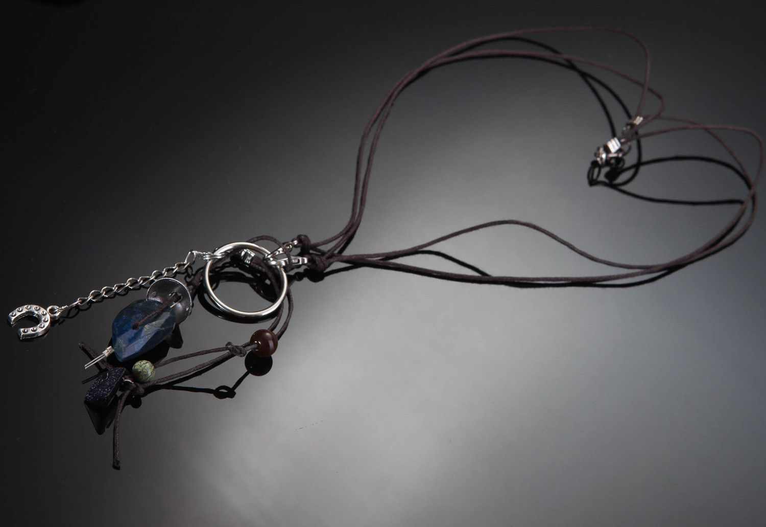 Necklace with lazurite, serpentine & aventurine photo 3