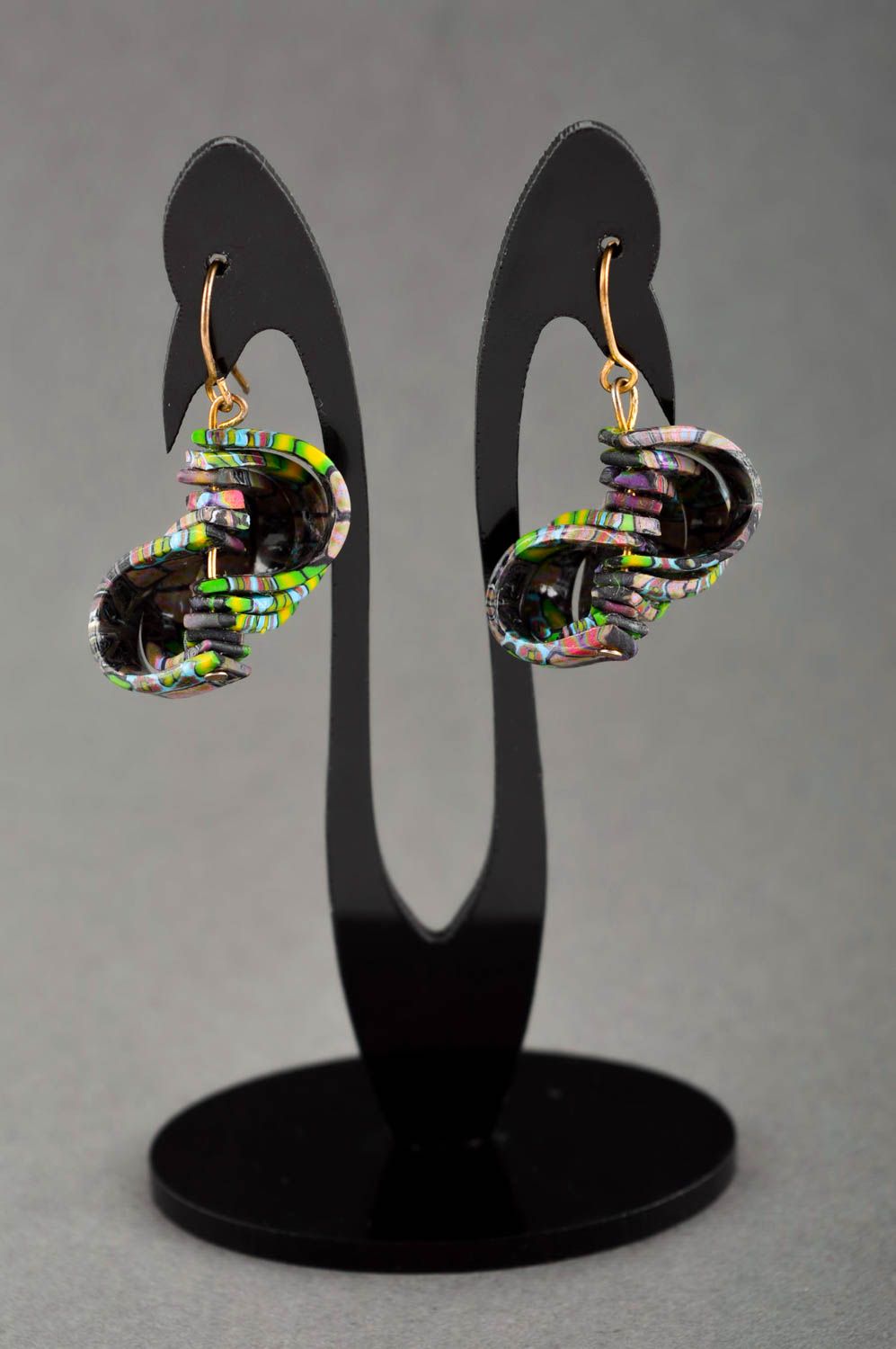 Handmade Polymer Schmuck schöne dunkle Modeschmuck Ohrringe Accessoire für Frau foto 1