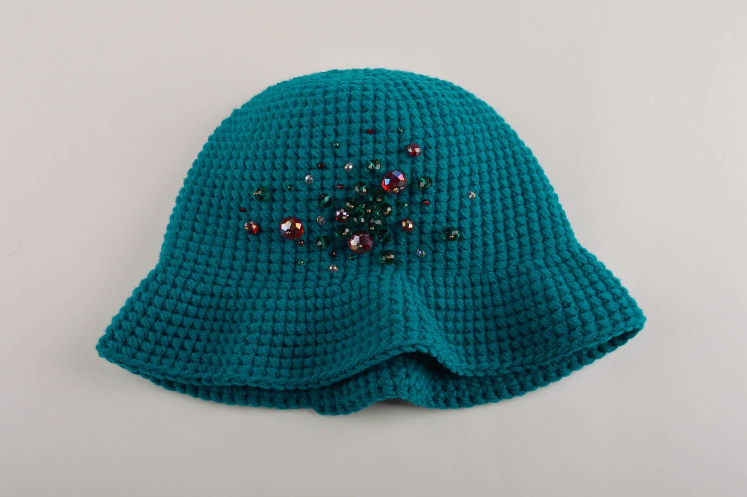 Sombrero para mujeres hecho a mano regalo original gorro tejido color turquesa foto 5