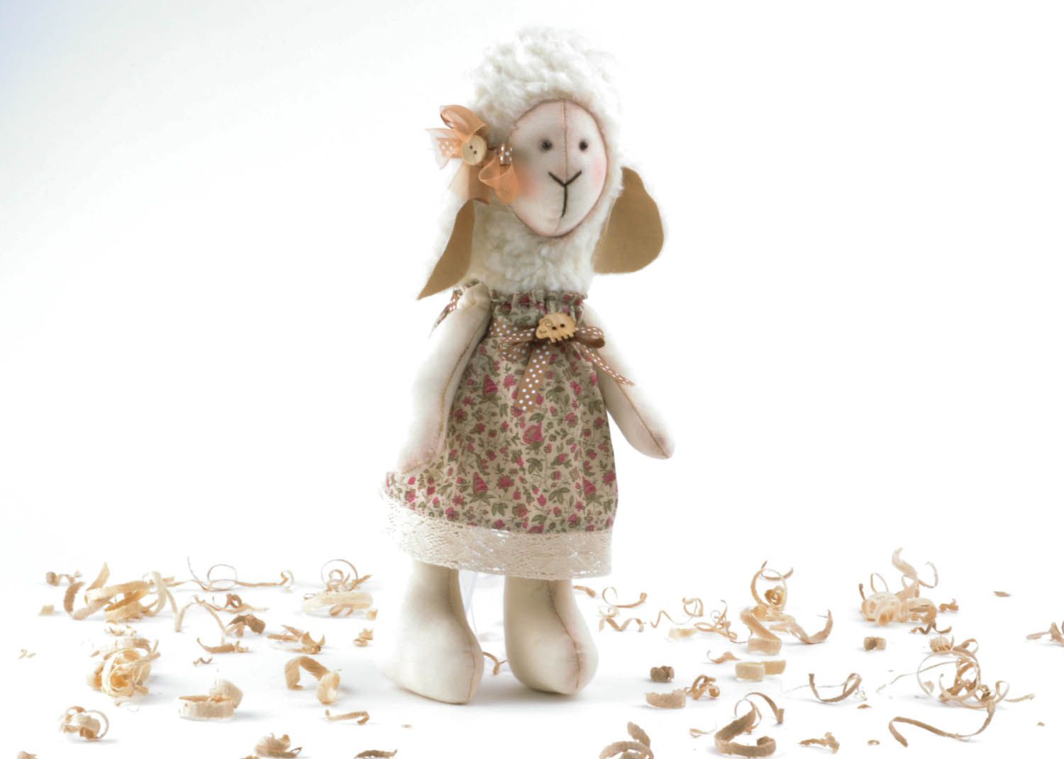 Homemade soft toy Lamb in Sundress photo 1