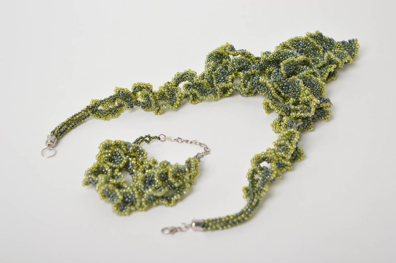Handmade jewelry set beaded necklace beaded bracelet designs gift ideas photo 3