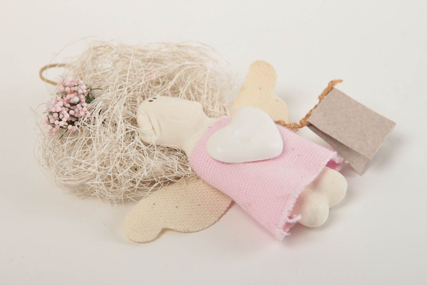 Handmade Designer Puppe Geschenkidee für Freundin Deko zum Hängen im rosa Kleid foto 2