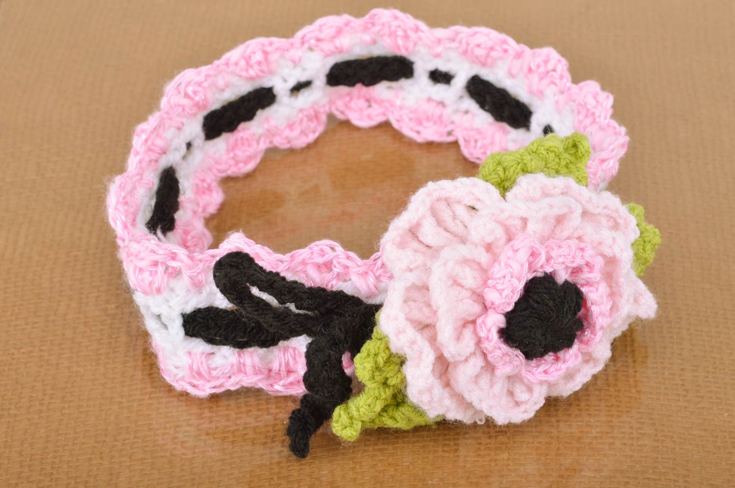 Stylish handmade head band crocheted beautiful flower designer accessory photo 2