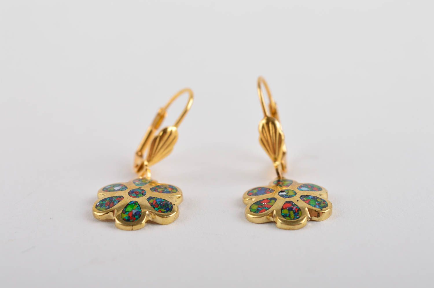 Handmade designer metal earrings unusual stylish earrings flower jewelry photo 4