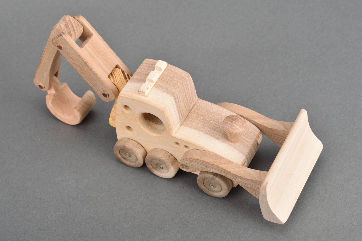 Beautiful handmade children's wooden toy excavator for boys eco friendly photo 3